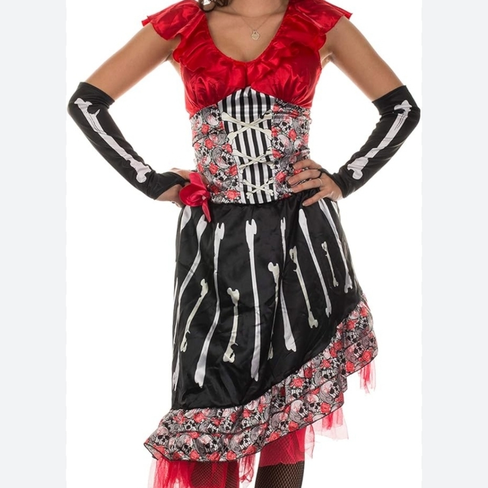 Adult Woman Day Of Dead Skeleton Bride Costume - Size Small 4-6 NWT